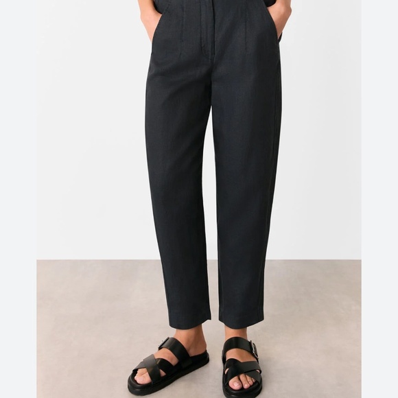 Anthropologie x Sandwich_linen Barrel Ankle Pants Pockets Lagenlook Black Sz S - Picture 14 of 14